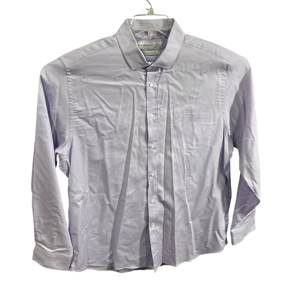 Primark Mens Regular Fit Long Sleeve Lavender Button-Up Shirt 17.5" 20b